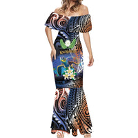 Marshall Islands Kwajalein Atoll Mermaid Dress Plumeria Sea Turtle with Polynesian Tribal