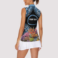 Personalised Nukuoro Micronesia Atoll Women Sleeveless Polo Shirt with Pacific Coral Reef LT9 - Polynesian Pride