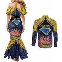 Tokelau Atafu Atoll Personalised Couples Matching Mermaid Dress and Long Sleeve Button Shirt Pacific Coral Reef Vibe