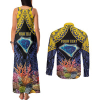 Tokelau Atafu Atoll Personalised Couples Matching Tank Maxi Dress and Long Sleeve Button Shirt Pacific Coral Reef Vibe