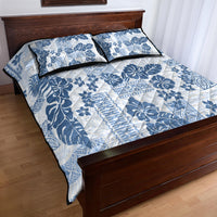 Vintage Hawaii Quilt Bed Set Hibiscus Tapa Tribal With Hawaiian Quilt Pattern Blue LT9 - Polynesian Pride