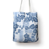 Vintage Hawaii Tote Bag Hibiscus Tapa Tribal With Hawaiian Quilt Pattern Blue - Polynesian Pride