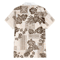 Vintage Hawaii Hawaiian Shirt Hibiscus Tapa Tribal With Hawaiian Quilt Pattern Gold LT9 - Polynesian Pride