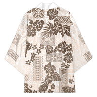 Vintage Hawaii Kimono Hibiscus Tapa Tribal With Hawaiian Quilt Pattern Gold - Polynesian Pride