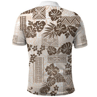 Vintage Hawaii Polo Shirt Hibiscus Tapa Tribal With Hawaiian Quilt Pattern Gold LT9 - Polynesian Pride