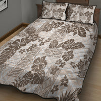 Vintage Hawaii Quilt Bed Set Hibiscus Tapa Tribal With Hawaiian Quilt Pattern Gold LT9 - Polynesian Pride