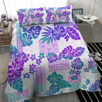 Vintage Hawaii Bedding Set Hibiscus Tapa Tribal With Hawaiian Quilt Pattern Purple LT9 - Polynesian Pride
