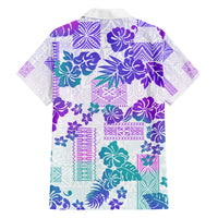 Vintage Hawaii Family Matching Off Shoulder Maxi Dress and Hawaiian Shirt Hibiscus Tapa Tribal With Hawaiian Quilt Pattern Purple LT9 - Polynesian Pride