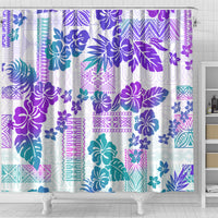 Vintage Hawaii Shower Curtain Hibiscus Tapa Tribal With Hawaiian Quilt Pattern Purple LT9 - Polynesian Pride
