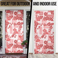 Vintage Hawaii Door Cover Hibiscus Tapa Tribal With Hawaiian Quilt Pattern Red - Polynesian Pride