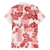 Vintage Hawaii Family Matching Short Sleeve Bodycon Dress and Hawaiian Shirt Hibiscus Tapa Tribal With Hawaiian Quilt Pattern Red LT9 - Polynesian Pride