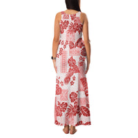 Vintage Hawaii Family Matching Tank Maxi Dress and Hawaiian Shirt Hibiscus Tapa Tribal With Hawaiian Quilt Pattern Red LT9 - Polynesian Pride