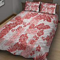 Vintage Hawaii Quilt Bed Set Hibiscus Tapa Tribal With Hawaiian Quilt Pattern Red LT9 - Polynesian Pride
