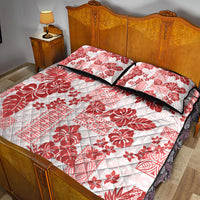 Vintage Hawaii Quilt Bed Set Hibiscus Tapa Tribal With Hawaiian Quilt Pattern Red LT9 - Polynesian Pride