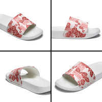 Vintage Hawaii Slide Sandals Hibiscus Tapa Tribal With Hawaiian Quilt Pattern Red - Polynesian Pride