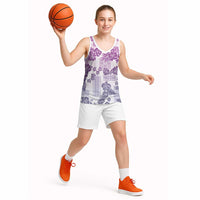 Vintage Hawaii Basketball Jersey Hibiscus Tapa Tribal With Hawaiian Quilt Pattern Violet - Polynesian Pride