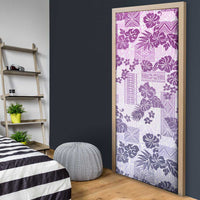Vintage Hawaii Door Cover Hibiscus Tapa Tribal With Hawaiian Quilt Pattern Violet - Polynesian Pride