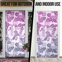 Vintage Hawaii Door Cover Hibiscus Tapa Tribal With Hawaiian Quilt Pattern Violet - Polynesian Pride