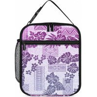 Vintage Hawaii Lunch Bag Hibiscus Tapa Tribal With Hawaiian Quilt Pattern Violet