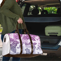 Vintage Hawaii Travel Bag Hibiscus Tapa Tribal With Hawaiian Quilt Pattern Violet - Polynesian Pride