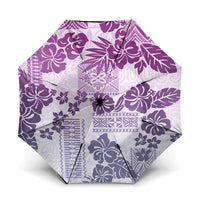 Vintage Hawaii Umbrella Hibiscus Tapa Tribal With Hawaiian Quilt Pattern Violet - Polynesian Pride