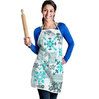 Hawaii Tapa Tribal Apron With Hawaiian Quilt Pattern Aqua - Polynesian Pride
