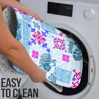 Hawaii Tapa Tribal Bathroom Set With Hawaiian Quilt Pattern Blue - Polynesian Pride