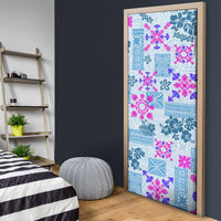 Hawaii Tapa Tribal Door Cover With Hawaiian Quilt Pattern Blue - Polynesian Pride
