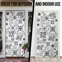 Hawaii Tapa Tribal Door Cover With Hawaiian Quilt Pattern Black - Polynesian Pride