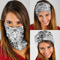 Hawaii Tapa Tribal Neck Gaiter With Hawaiian Quilt Pattern Black - Polynesian Pride