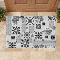 Hawaii Tapa Tribal Rubber Doormat With Hawaiian Quilt Pattern Black LT9 - Polynesian Pride