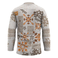 Hawaii Tapa Tribal Hockey Jersey With Hawaiian Quilt Pattern Gold - Polynesian Pride