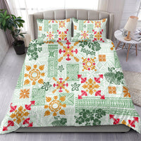 Hawaii Tapa Tribal Bedding Set With Hawaiian Quilt Pattern Green LT9 - Polynesian Pride
