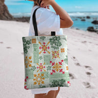 Hawaii Tapa Tribal Tote Bag With Hawaiian Quilt Pattern Green - Polynesian Pride