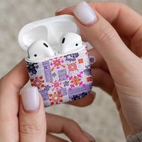 Hawaii Tapa Tribal AirPods Case With Hawaiian Quilt Pattern Violet - Polynesian Pride