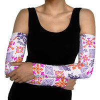 Hawaii Tapa Tribal Arm Sleeves With Hawaiian Quilt Pattern Violet - Polynesian Pride