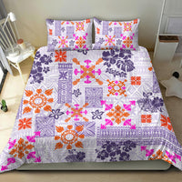 Hawaii Tapa Tribal Bedding Set With Hawaiian Quilt Pattern Violet LT9 - Polynesian Pride