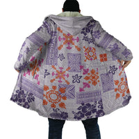 Hawaii Tapa Tribal Cloak With Hawaiian Quilt Pattern Violet - Polynesian Pride