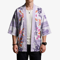 Hawaii Tapa Tribal Kimono With Hawaiian Quilt Pattern Violet - Polynesian Pride