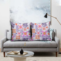 Hawaii Tapa Tribal Pillow Cover With Hawaiian Quilt Pattern Violet - Polynesian Pride