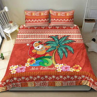 Hawaii Mele Kalikimaka Bedding Set Surfing Santa Funny Christmas