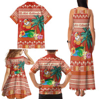 Hawaii Mele Kalikimaka Family Matching Tank Maxi Dress and Hawaiian Shirt Surfing Santa Funny Christmas