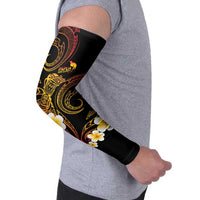Personalised Papua New Guinea Sepik Arm Sleeves Plumeria Floral Tribal Pattern - Polynesian Pride