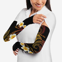 Personalised Papua New Guinea Sepik Arm Sleeves Plumeria Floral Tribal Pattern - Polynesian Pride