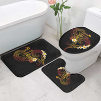 Personalised Papua New Guinea Sepik Bathroom Set Plumeria Floral Tribal Pattern - Polynesian Pride