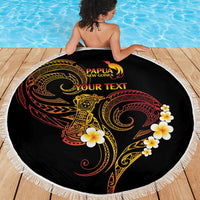 Personalised Papua New Guinea Sepik Beach Blanket Plumeria Floral Tribal Pattern - Polynesian Pride