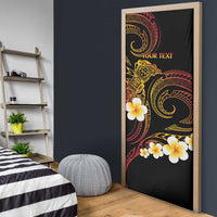 Personalised Papua New Guinea Sepik Door Cover Plumeria Floral Tribal Pattern - Polynesian Pride