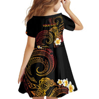 Personalised Papua New Guinea Sepik Family Matching Long Sleeve Bodycon Dress and Hawaiian Shirt Plumeria Floral Tribal Pattern - Polynesian Pride