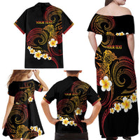 Personalised Papua New Guinea Sepik Family Matching Off Shoulder Maxi Dress and Hawaiian Shirt Plumeria Floral Tribal Pattern - Polynesian Pride