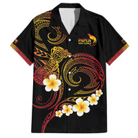 Personalised Papua New Guinea Sepik Family Matching Off Shoulder Short Dress and Hawaiian Shirt Plumeria Floral Tribal Pattern - Polynesian Pride